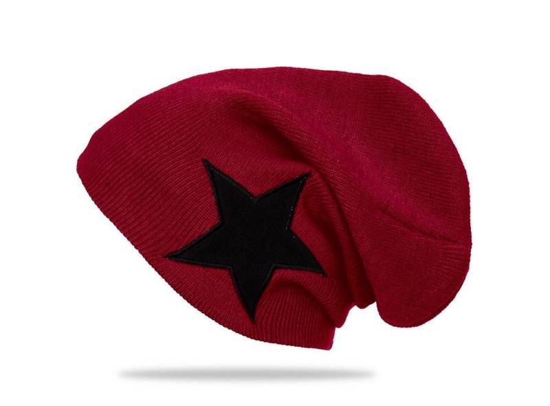 Caspar Beanie MU094 klassische Fein Strick Unisex Mütze mit STERN von Caspar