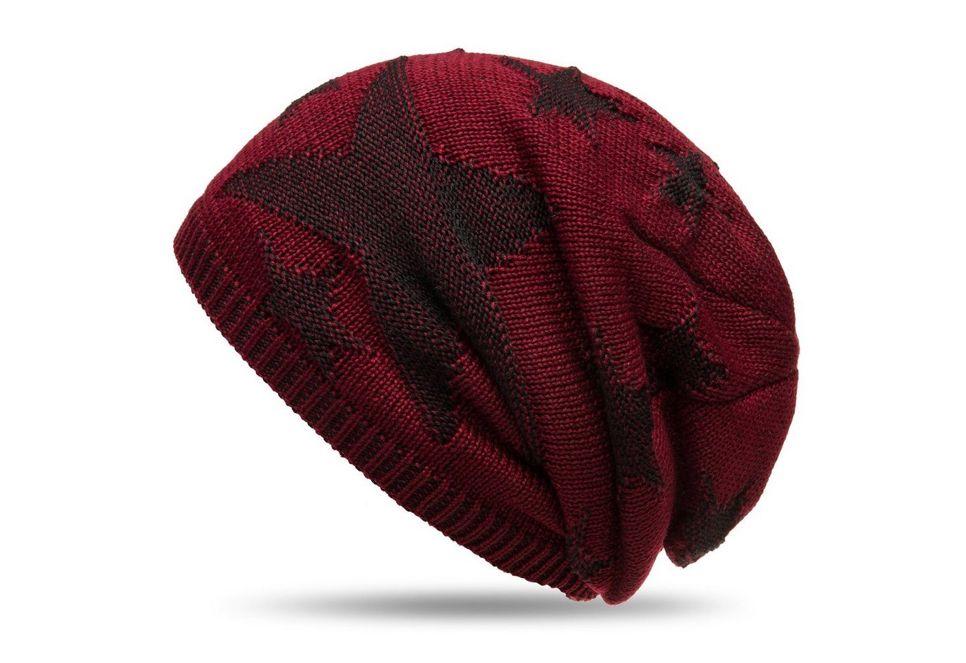 Caspar Beanie MU152 warme Feinstrick Mütze mit Stern Muster und weichem Fleece Innenfutter von Caspar