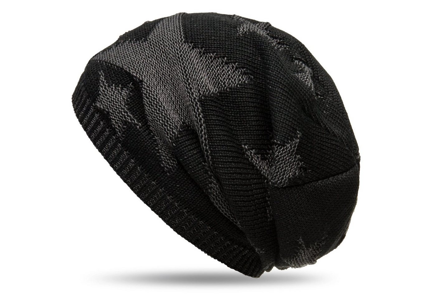 Caspar Beanie MU152 warme Feinstrick Mütze mit Stern Muster und weichem Fleece Innenfutter von Caspar