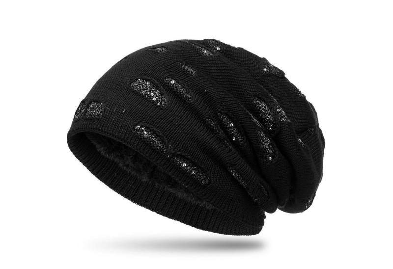 Caspar Beanie MU178 gefütterte Feinstrick Beanie Mütze im Destroyed Glitzer Look von Caspar