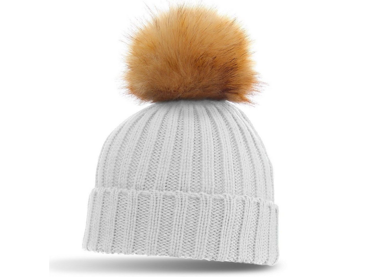 Caspar Bommelmütze MU053 Damen Winter Strickmütze mit großem Kunstfell Bommel von Caspar