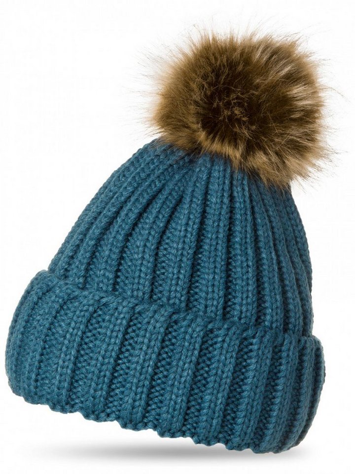Caspar Bommelmütze MU054 Damen Winter Strickmütze mit großem Kunstfell Bommel Caspar Bommelmütze MU054 Damen Winter Strickmütze mit großem Kunstfell Bommel von Caspar