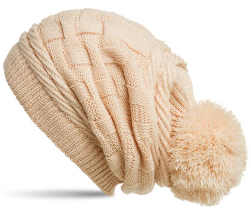 Caspar Bommelmütze MU130 mit Zopfmuster warm gefüttert von Caspar