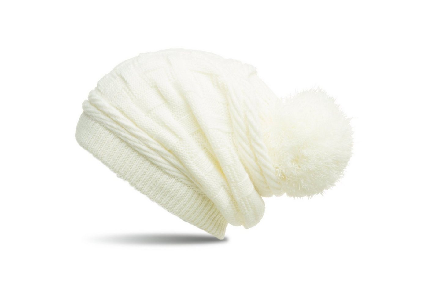 Caspar Bommelmütze MU130 mit Zopfmuster warm gefüttert von Caspar