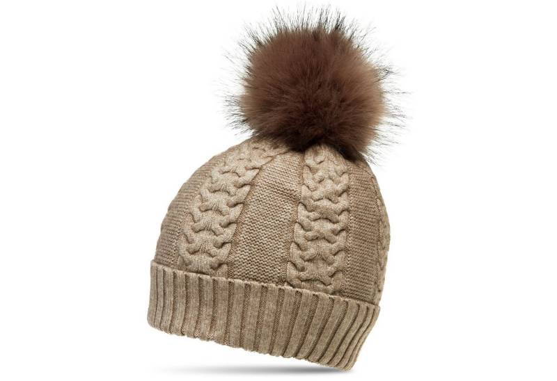 Caspar Bommelmütze MU160 Damen gefütterte Mütze Strickmütze mit Kunstfell Bommel von Caspar
