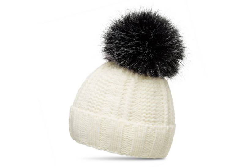 Caspar Bommelmütze MU162 Damen gefütterte Mütze Strickmütze mit XL Kunstfell Bommel von Caspar