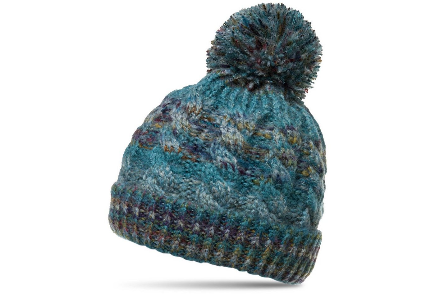 Caspar Bommelmütze MU170 Gefütterte Damen Vintage Winter Mütze Bommelmütze multicolor von Caspar