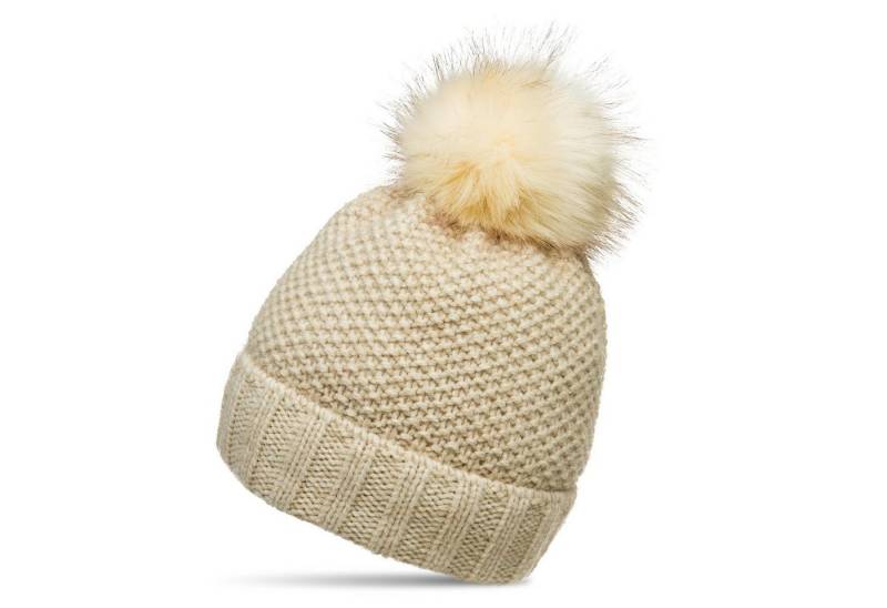 Caspar Bommelmütze MU173 Damen Winter Mütze Strickmütze Bommelmütze mit Kunstfell Bommel von Caspar
