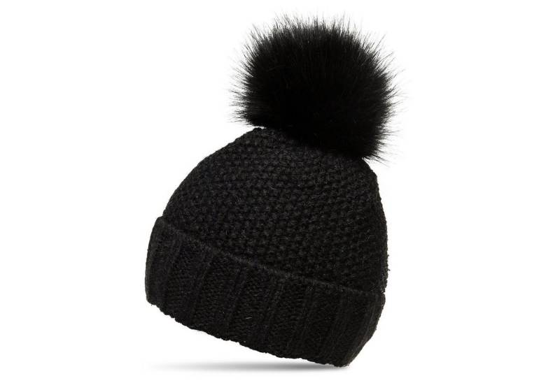 Caspar Bommelmütze MU173 Damen Winter Mütze Strickmütze Bommelmütze mit Kunstfell Bommel von Caspar
