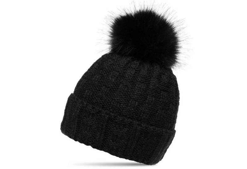 Caspar Bommelmütze MU174 Damen Winter Mütze Strickmütze mit großem Fellbommel von Caspar