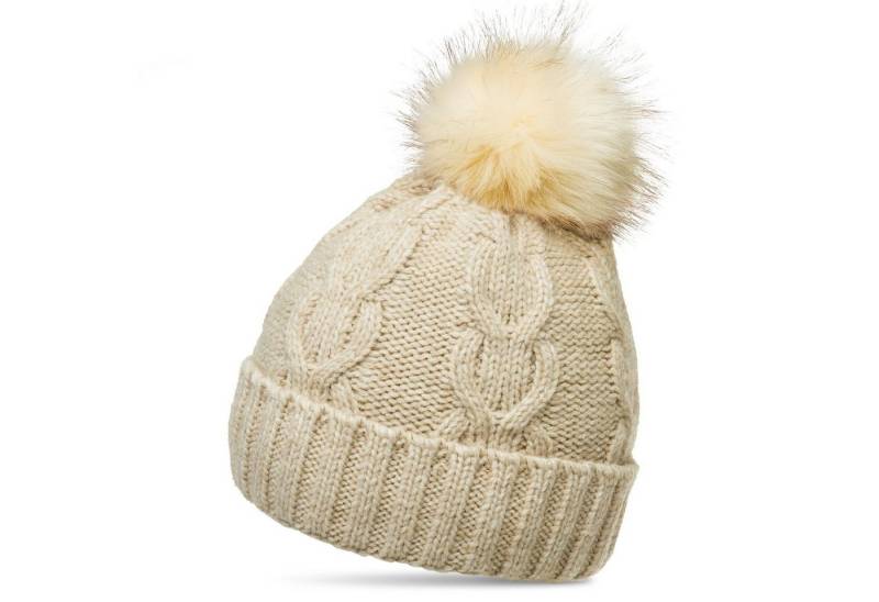 Caspar Bommelmütze MU175 Damen Winter Mütze Strickmütze Bommelmütze mit großem Fellbommel von Caspar