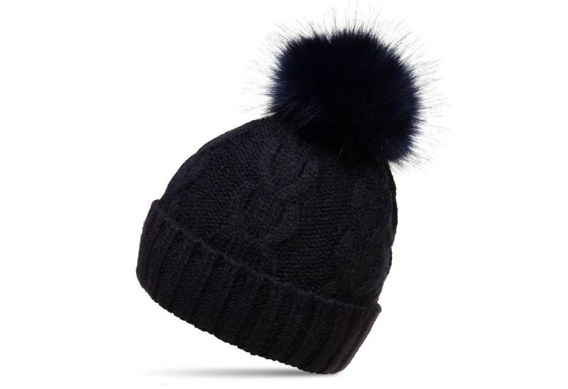 Caspar Bommelmütze MU175 Damen Winter Mütze Strickmütze Bommelmütze mit großem Fellbommel von Caspar