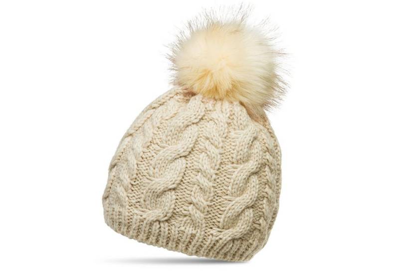 Caspar Bommelmütze MU176 Damen Winter Mütze Strickmütze Bommelmütze mit großem Kunstfell Bommel von Caspar
