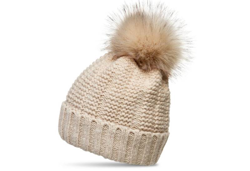 Caspar Bommelmütze MU197 Damen Strickmütze mit XL Kunstfell Bommel von Caspar