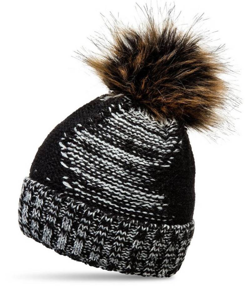 Caspar Bommelmütze MU200 gefütterte Damen Winter Strickmütze mit XL Bommel von Caspar