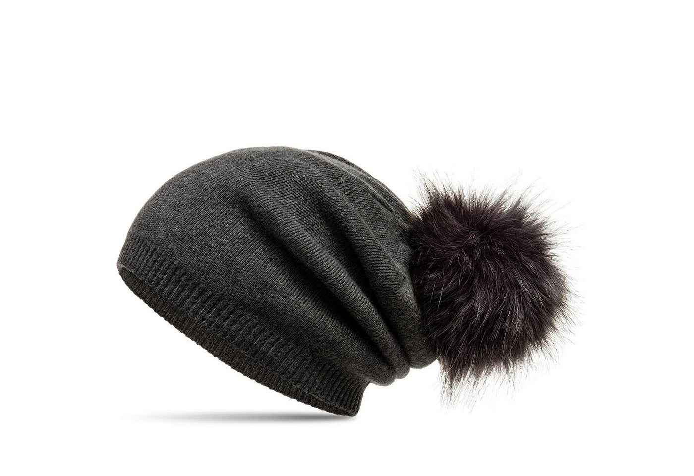 Caspar Bommelmütze MU205 Gefütterte Damen Feinstrick Long Beanie Mütze mit Kunstfell Bommel von Caspar