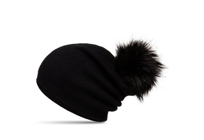 Caspar Bommelmütze MU205 Gefütterte Damen Feinstrick Long Beanie Mütze mit Kunstfell Bommel von Caspar