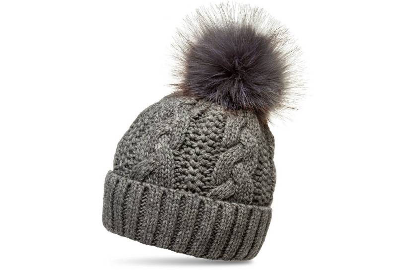 Caspar Bommelmütze MU209 Gefütterte Damen Strick Mütze mit tierschutzgerechtem Kunstfell Bommel von Caspar