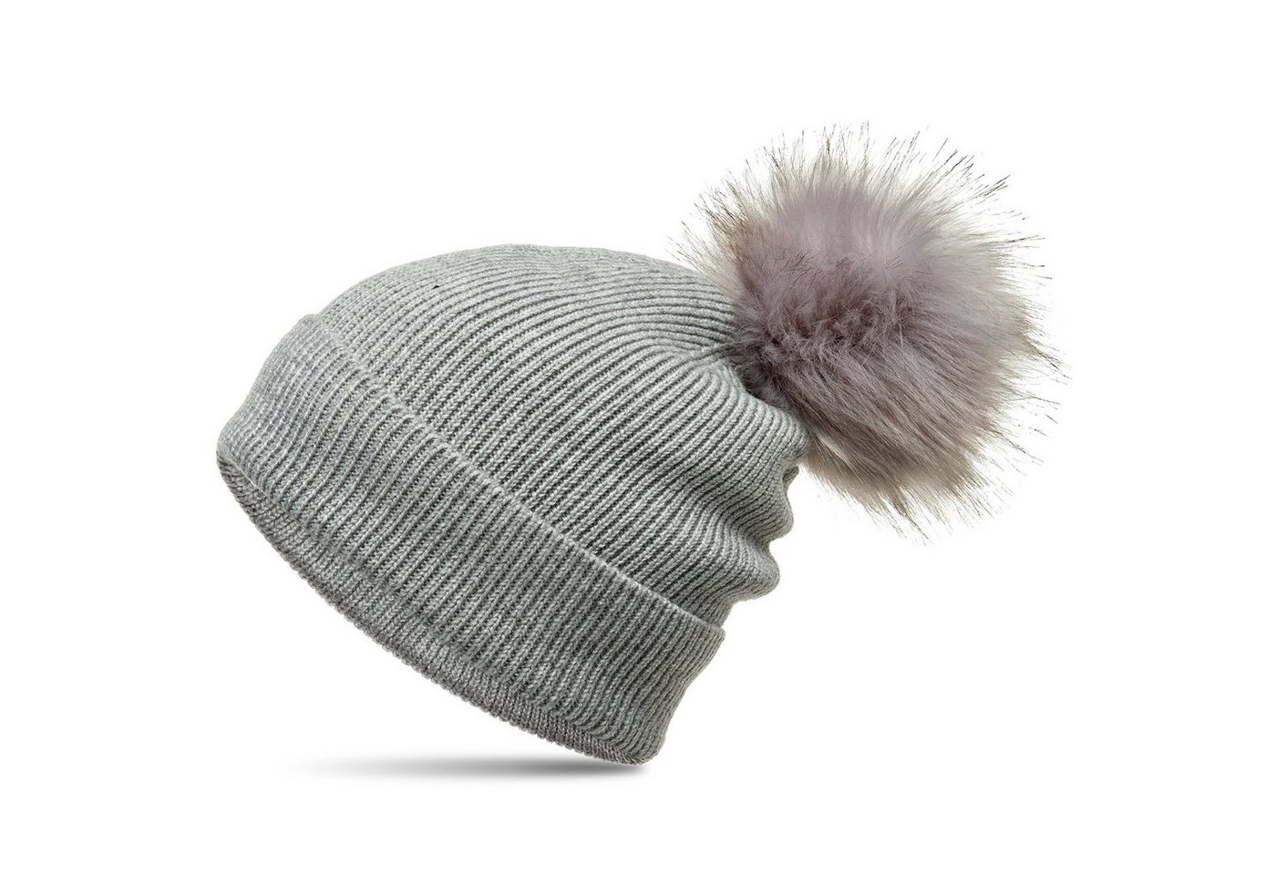 Caspar Bommelmütze MU212 Gefütterte Damen Strick Long Beanie Mütze mit Kunstfell Bommel von Caspar