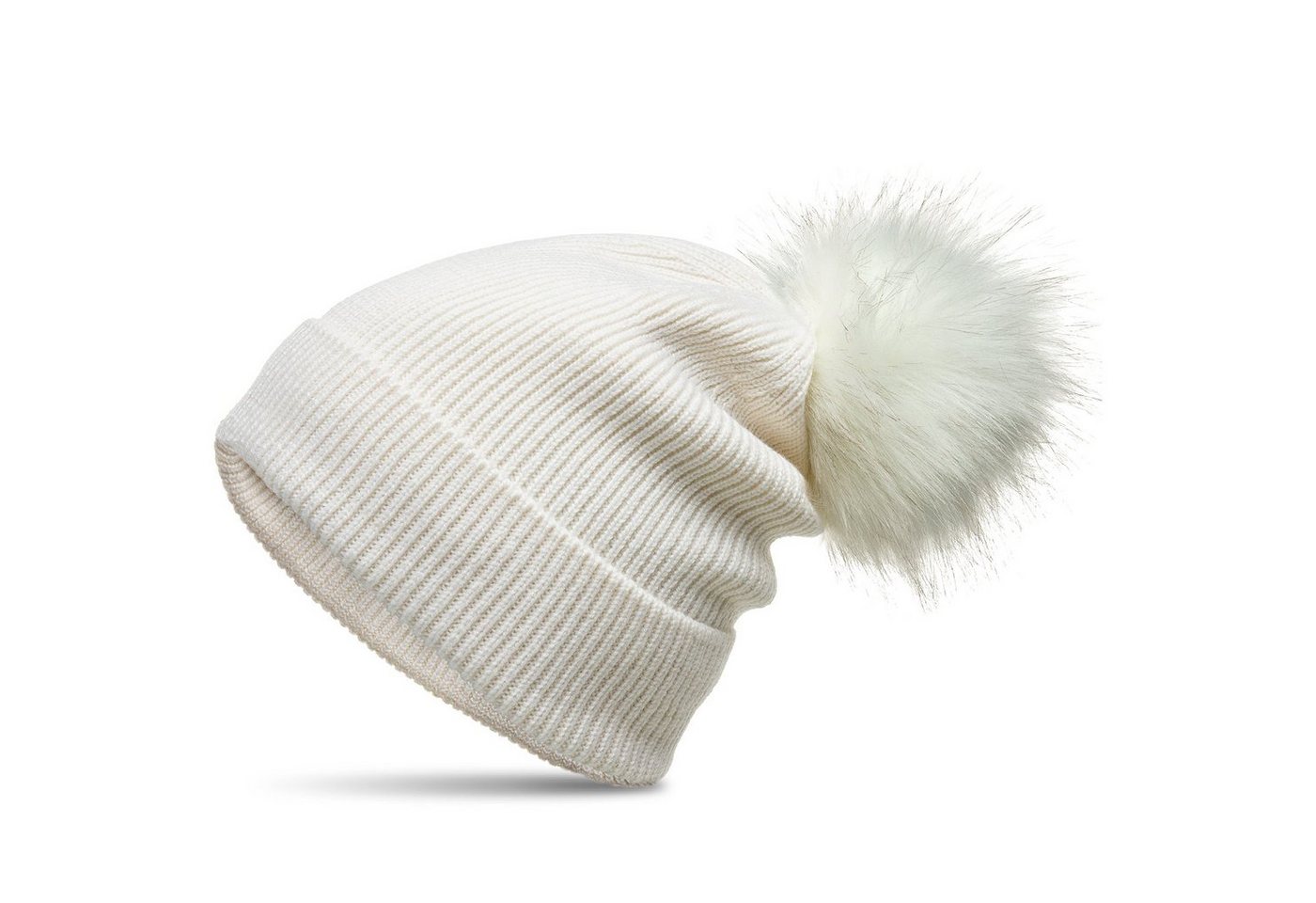 Caspar Bommelmütze MU212 Gefütterte Damen Strick Long Beanie Mütze mit Kunstfell Bommel von Caspar