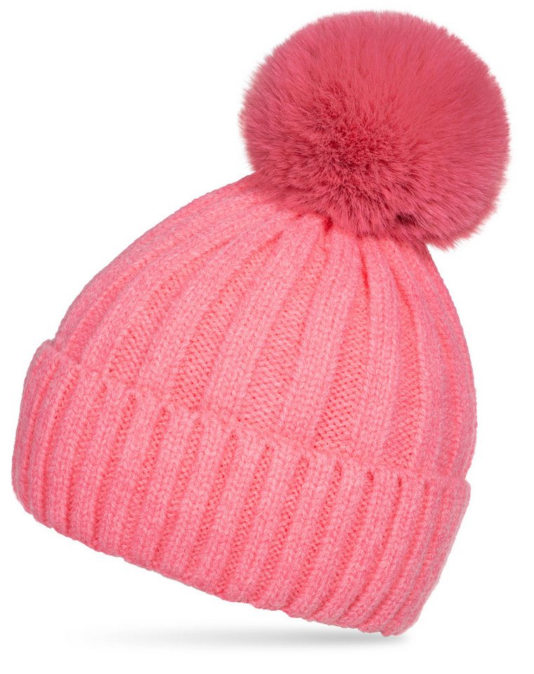 Caspar Bommelmütze MU216 Warme Damen Bommelmütze Streifenmuster von Caspar