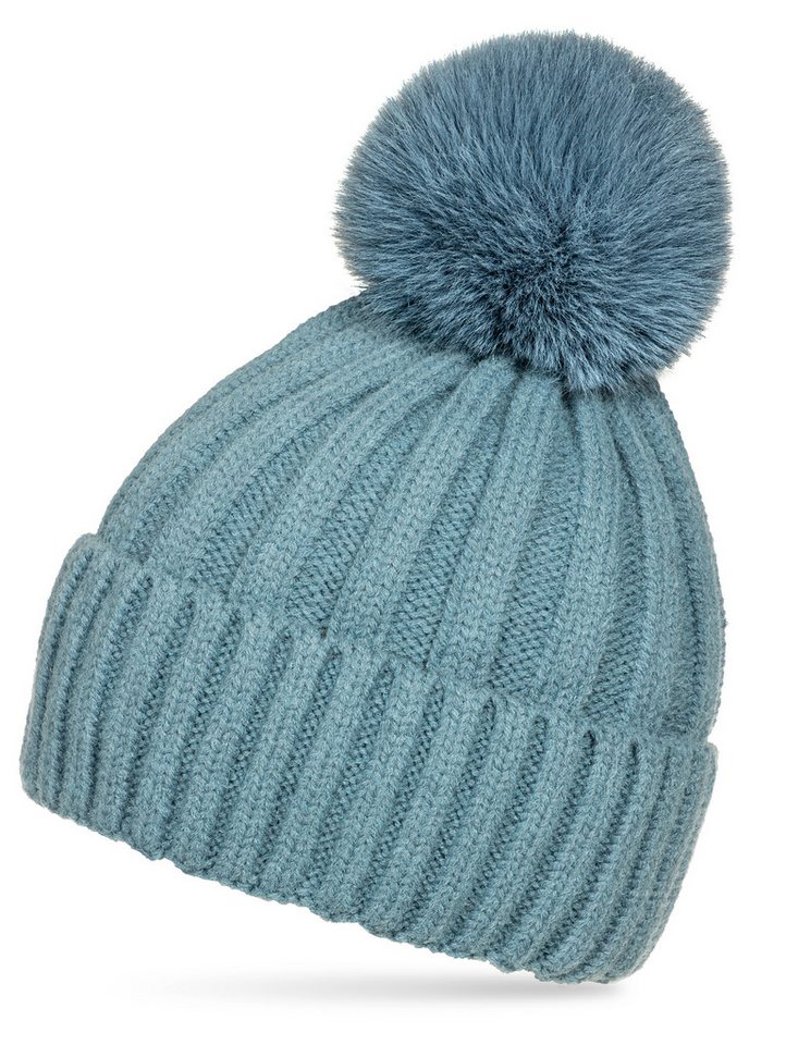 Caspar Bommelmütze MU216 Warme Damen Bommelmütze Streifenmuster von Caspar