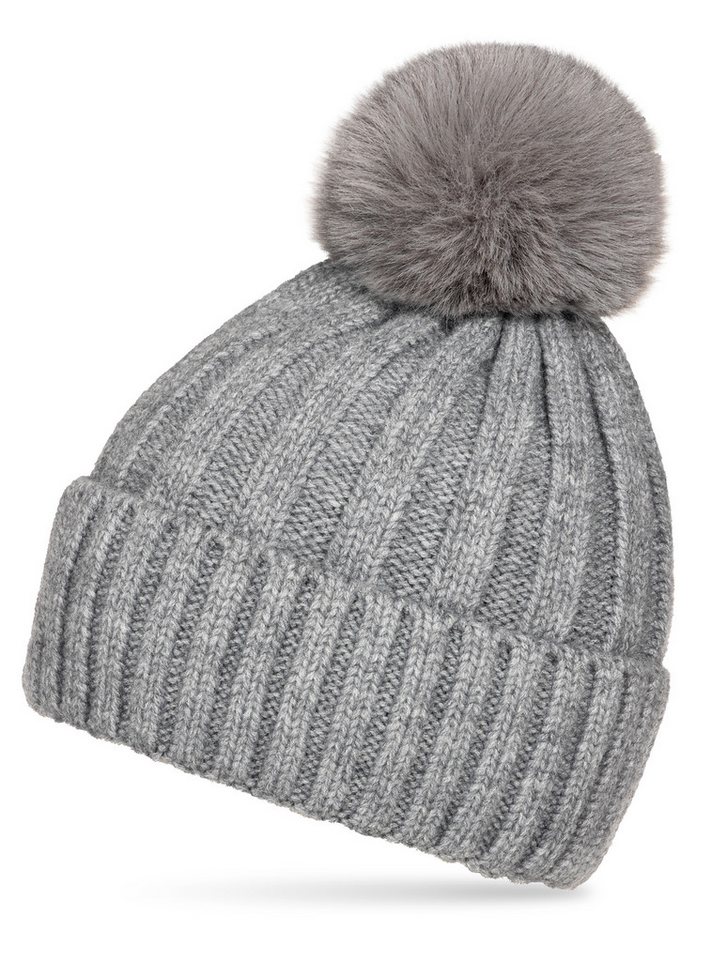 Caspar Bommelmütze MU216 Warme Damen Bommelmütze Streifenmuster von Caspar