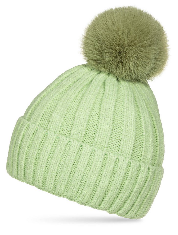 Caspar Bommelmütze MU216 mit Streifenmuster extra warm mit Teddy Fleece Futter von Caspar