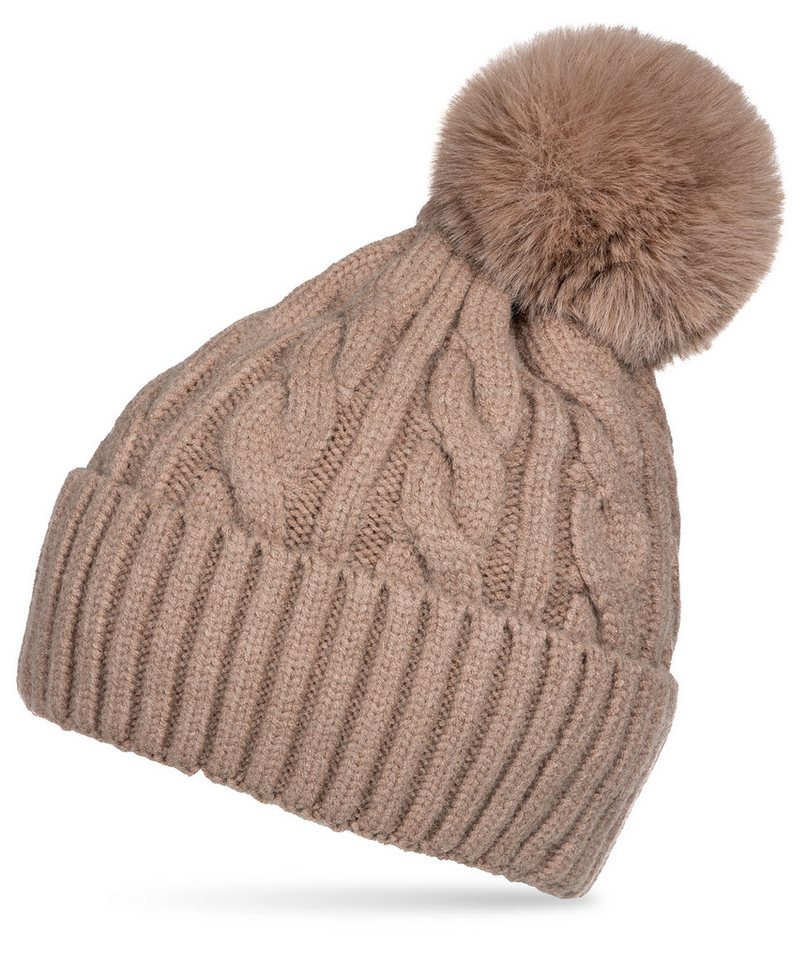 Caspar Bommelmütze MU218 Warme Damen Bommelmütze Zopfmuster extra warm mit Teddy Fleece Futter Caspar Bommelmütze MU218 Warme Damen Bommelmütze Zopfmuster extra warm mit Teddy Fleece Futter von Caspar