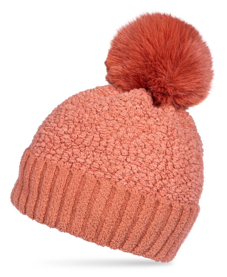 Caspar Bommelmütze MU220 Warme Damen Bommelmütze Bouclé Muster extra warm mit Teddy Fleece Futter von Caspar