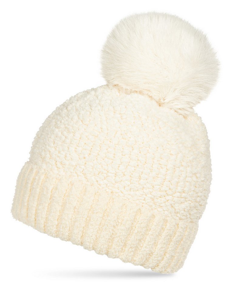 Caspar Bommelmütze MU220 Warme Damen Bommelmütze Bouclé Muster extra warm mit Teddy Fleece Futter von Caspar
