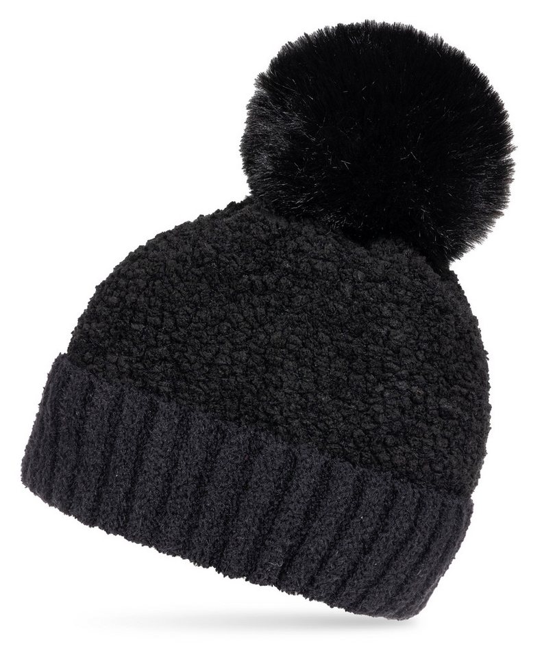 Caspar Bommelmütze MU220 Warme Damen Bommelmütze Bouclé Muster extra warm mit Teddy Fleece Futter von Caspar