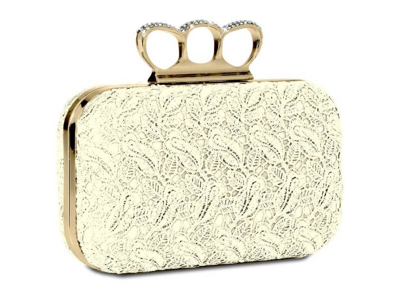 Caspar Clutch TA290 Damen Schlagring Box Clutch Abendtasche mit Stoff Häkel Spitze von Caspar