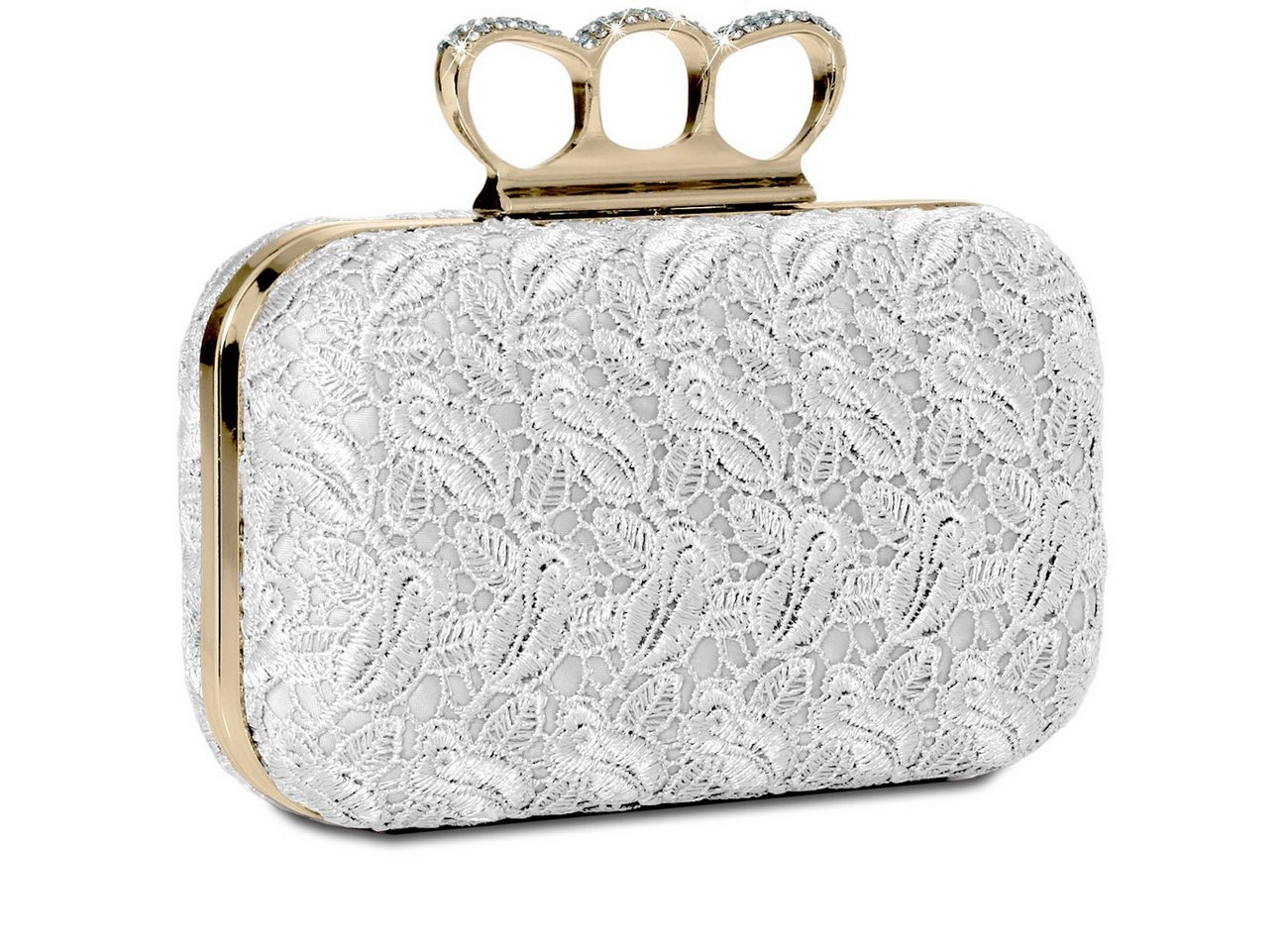 Caspar Clutch TA290 Damen Schlagring Box Clutch Abendtasche mit Stoff Häkel Spitze von Caspar