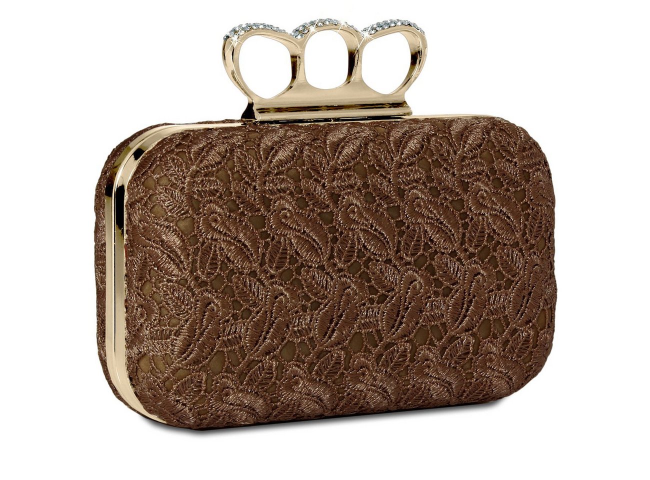 Caspar Clutch TA290 Damen Schlagring Box Clutch Abendtasche mit Stoff Häkel Spitze von Caspar