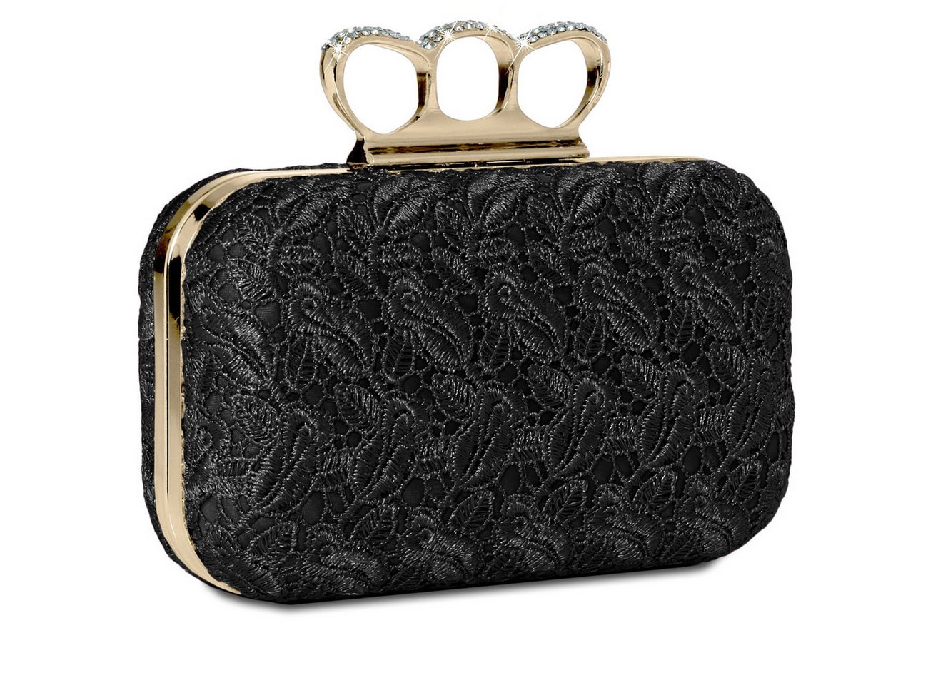 Caspar Clutch TA290 Damen Schlagring Box Clutch Abendtasche mit Stoff Häkel Spitze von Caspar