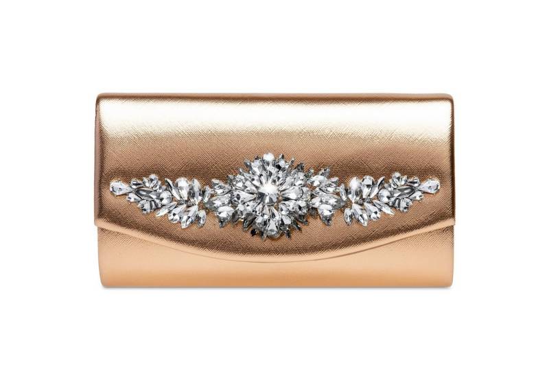 Caspar Clutch TA509 Damen Metallic Clutch Abendtasche mit ausgefallenem Strass Dekor von Caspar