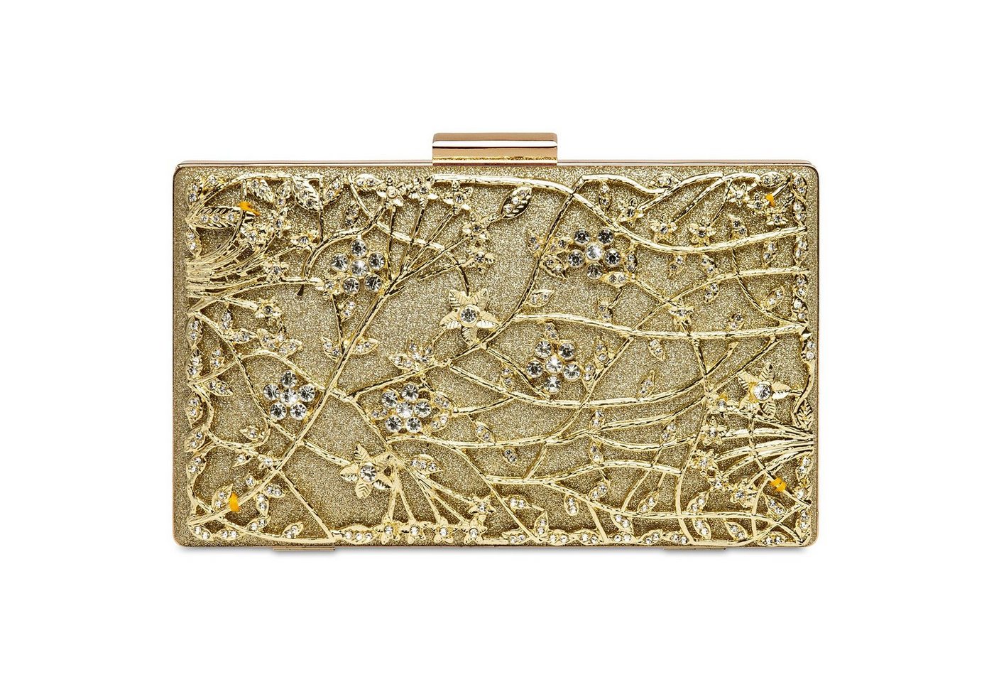 Caspar Clutch TA528 außergewöhnliche elegante Damen Box Clutch mit floralem Metalldekor von Caspar