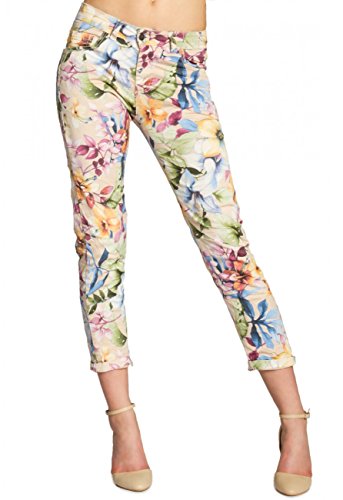 Caspar Damen 7/8 Sommer Hose mit Blumen Muster/Lilien/Flower Print - KHS021, Farbe:rosa, Größe:M - DE38 UK10 IT42 ES40 US8 von Caspar