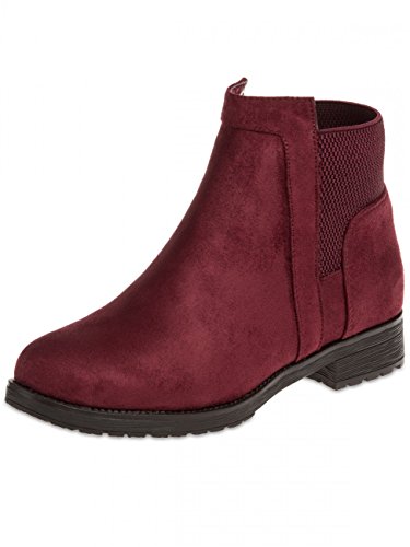 Caspar Damen Chelsea Stiefeletten SBO075, Farbe:weinrot, Größe:EU37/UK4/US6.5 von Caspar