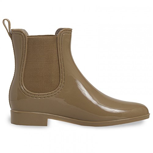 Caspar Damen Gummi Lack Stiefeletten mit klassisch schöner Form SBO014, Farbe:beige, Größe:EU40/UK7/US9 von Caspar