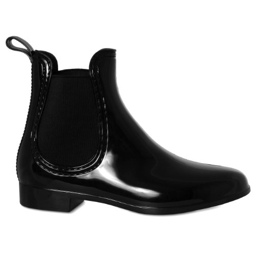 Caspar Damen Gummi Lack Stiefeletten mit klassisch schöner Form SBO014, Farbe:schwarz, Größe:EU41/UK8/US9.5 von Caspar