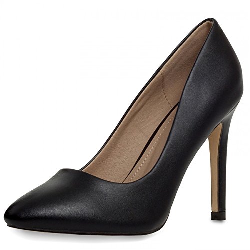 Caspar Damen Klassische High Heels/Pumps mit hohem Absatz und klassisch eleganter Spitze - viele Farben - SBU006, Farbe:schwarz, Größe:EU36/UK3/US6 von Caspar