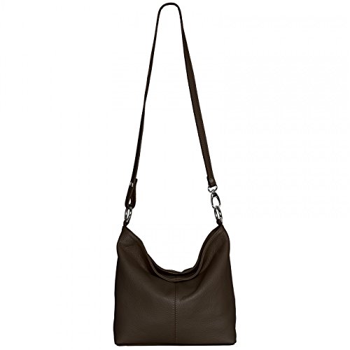 Caspar Damen Ledertasche/Handtasche/Umhänge Tasche/Schultertasche/aus echt Leder MADE IN ITALY - TL645, Farbe:dunkelbraun von Caspar