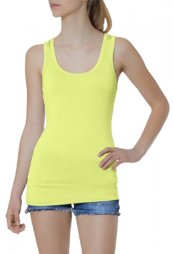 Caspar SRT006 lässiges Damen Basic Longtop unifarben, Farbe:Lemon von Caspar