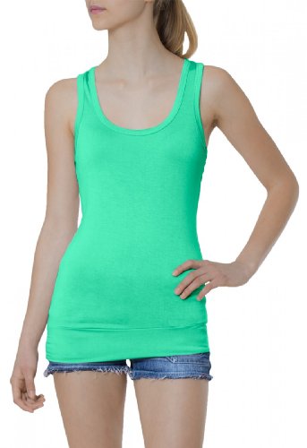 Caspar SRT006 lässiges Damen Basic Longtop unifarben, Farbe:Mint von Caspar