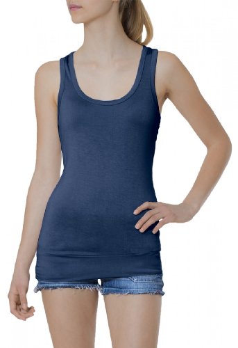 Caspar SRT006 lässiges Damen Basic Longtop unifarben, Farbe:dunkelblau von Caspar