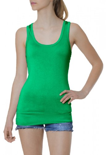 Caspar SRT006 lässiges Damen Basic Longtop unifarben, Farbe:grün von Caspar