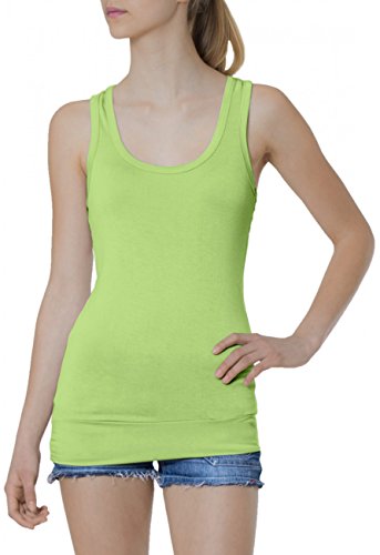 Caspar SRT006 lässiges Damen Basic Longtop unifarben, Farbe:lind grün von Caspar