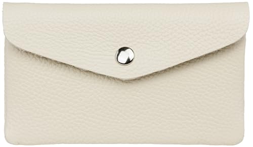 Caspar Echt Leder Geldbeutel Damen Portemonnaie mittelgroße Geldbörse mit Reißverschluss & Druckknopf - GB417 - Made in Italy, Farbe:hell beige, Größe:Mittelgroß (16cm x 10cm) von Caspar